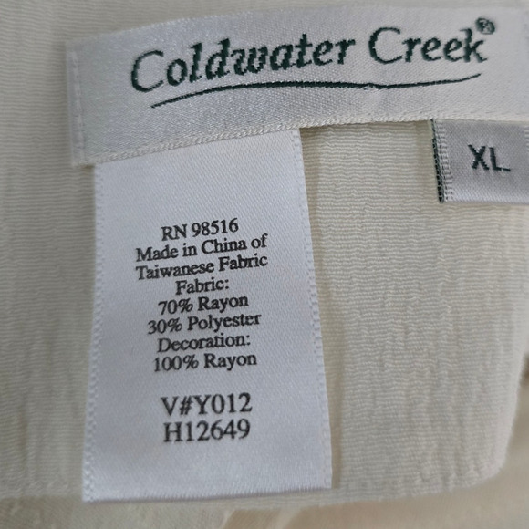 Coldwater Creek Cream Azteck  Ruffle Women's Lightweight Blouse XL - Picture 7 of 7